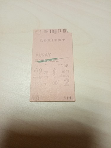 Rare lorient auray ticket - ticket, sncf