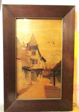 Ancien tableau en marquetterie