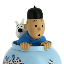 Tim & Struppi Tintin en Vase Bleu Lotus Figurine Moulinsart 46401 ca.20cm Neuf