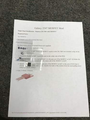 Galaxy 2547 mosfet - upgrade, kit