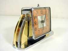 Beautiful French Art Deco Bronze & Brass SAVOY Alarm Clock from DEP 1930s