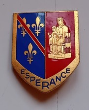 BROCHE RELIGIEUSE ESPERANCE blason des Bourbon Condé + Vierge noire de MOULINS