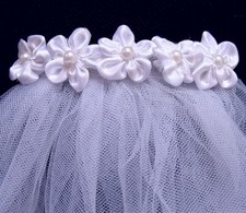 EXCEPTIONNEL !-50% !! Superbe voile blanc 2 couches dentelle peigne fleuri V19