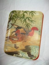 🦆 Vintage Ancien PLATEAU DE SERVICE en FIBRE de VERRE COUPLE DE CANARDS WIDGEON