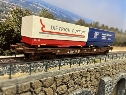Wagon plat porte remorque roco - porte,