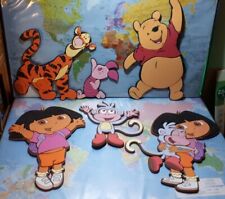 Lot de 6 Décorations murales pour chambre enfant Winnie l'Ourson & Dora Effet 3D