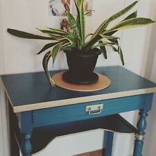 console meuble bleue et or 