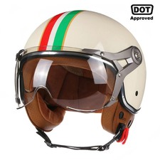DOT 3/4 Open Face Motorcycle Retro Motorbike Helmets With For Men Women Vintage 