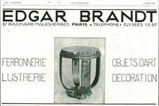 Publicité ancienne ferronnerie Edgar Brandt 1929 issue de magazine