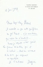 Jean COCTEAU - Lettre