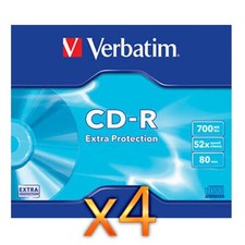 CD-R 700Mb / 80Min VERBATIM écriture 52X Extra Protection (Bundle de 4 CD-R)