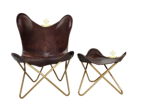 Fauteuil papillon cuir - en,