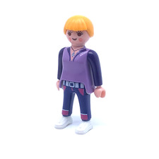 PLAYMOBIL * MODERNE * Femme Blonde Queue Cheval Vêtements Violets Crèche 70282