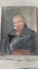 Peinture Ancienne Huile Sur Toile Portrait D'homme Époque XIX ÈME S 