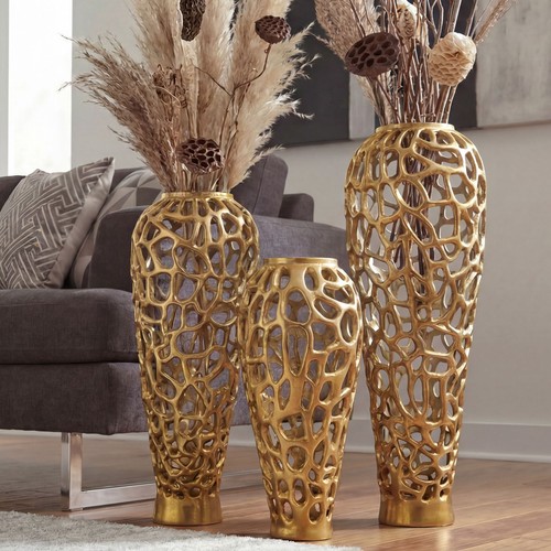 Vase aluminium doré - doré, à