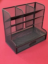 Organisateur Bureau Maille Noir Rangement Support Tiroir Stylos Feutres Crayons