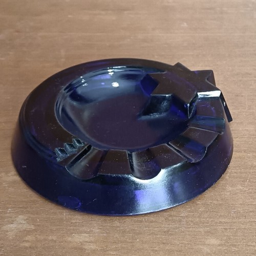 Cendrier rond verre bleu - cendrier, en