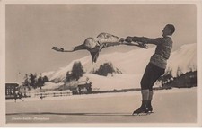 SUISSE  ( carte photo ) Sport d'hiver    " patinage Acrobatique "