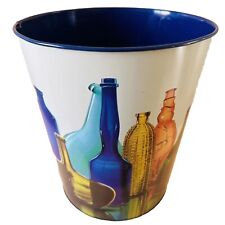 Corbeille à papier vintage Worcester Ware England décor bouteilles en verre MCM