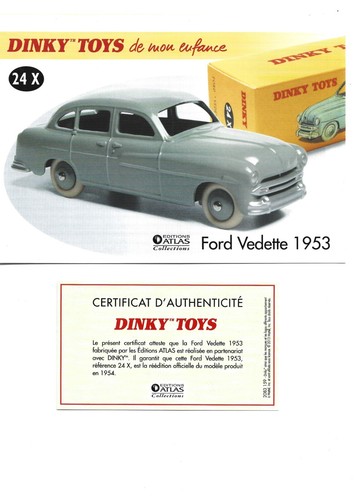 Dinky toys fiche certificat - fiche, +