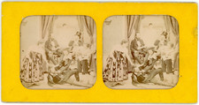 Stereo, Paris, scène d'enfantillages dans un salon Vintage stereo card - 