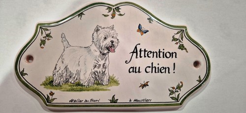 Plaque porte attention au - de,