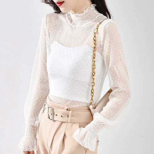 Blouse femme dentelle à - en,