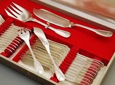 SAINT MEDARD MODELE COQUILLE MENAGERE A POISSON 26 PCS METAL ARGENTE VERS 1970