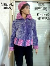 VESTE BLOUSON POLAIRE ROSE ET VIOLET + BONNET resille NEUVE T 36/38