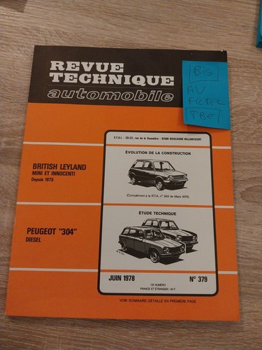Revue technique peugeot 304 - peugeot,