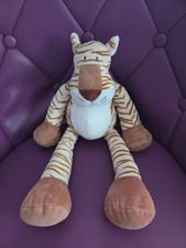 NICOTOY DOUDOU PELUCHE  VINTAGE TIGRE BEIGE MARRON VENTRE BLANC BIL 40CM TBE