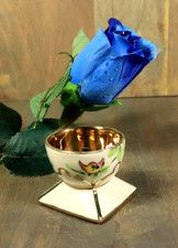 Coquetier Ancien en Porcelaine de LIMOGES Peint Main Art Déco Doré Oiseaux 1930