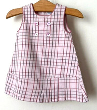 Ravissante ROBE Bébé 3 mois Natalys Carreaux Rose 100% coton excellent état !