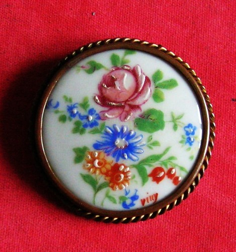 Broche ronde porcelaine de - ronde,