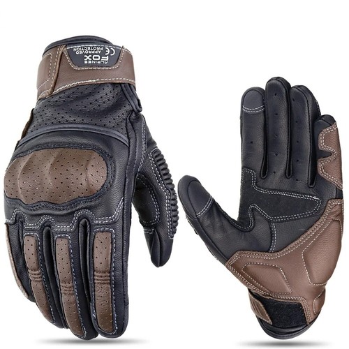 Gants moto cuir - de, marron