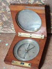 Ancienne Boussole de marine en acajou et laiton vers 1900