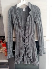 gilet veste  marque camaieu taille S gris  points ajourés 15% mohair  dentelle