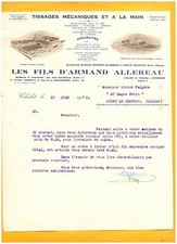 CHOLET & ANDREZE (49) USINE de TISSAGES / MOUCHOIRS "Armand ALLEREAU" en 1936