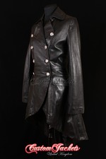 femmes Envy noir victorien militaire haut mode long veste cuir queue de pie