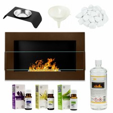 Cheminée Bio Éthanol Verre Brun 650x400 Brûleur à Feu Eco Design + Accessoires