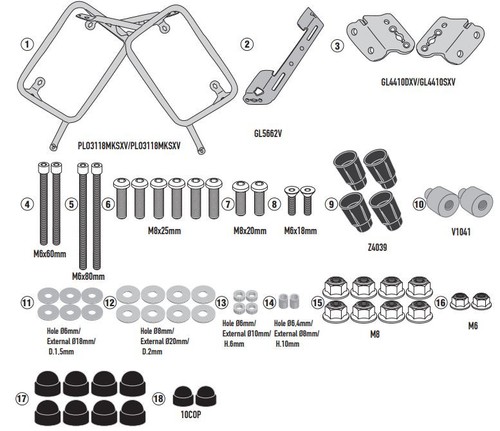 Kit porte valise latéral - kit, porte-valise