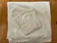 housse de couette ZARA HOME coton blanc et dentelle, fermeture boutons 240 X 220