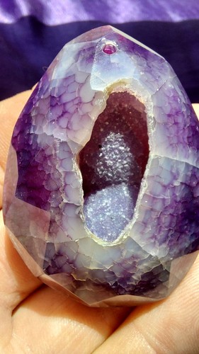 Pendentif géode agate - , violet