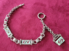 CHAINE/CHATELAINE ANCIENNE de MONTRE GOUSSET - EMAILLEE - L 32 CM - HORLOGERIE