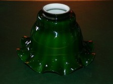 ancienne grande tulipe lampe opaline base vert interieur blanc