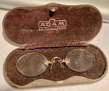 Ancienne Paire Lunettes Binocles Lorgnons Pince Nez doré - plaqué Or - vintage