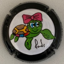 1 Capsule de champagne Palm, Peinte à La Main ALBERT DE MILLY, Tortue