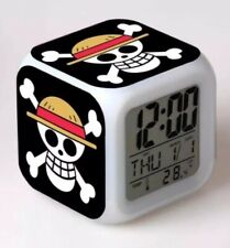 Réveil Manga One piece Horloge Led 7 Couleurs Veilleuse Thermomètre luffy zoro