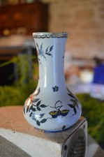 Ancien Vase Faïence Rouen Signé F.B.ou F.R. XVIIIe Siècle Hauteur: 12cm