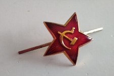 ÉTOILE ROUGE INSIGNE DE CHAPKA ÉMAILLÉ 3,3 cms ARMÉE SOVIÉTIQUE URSS CCCP